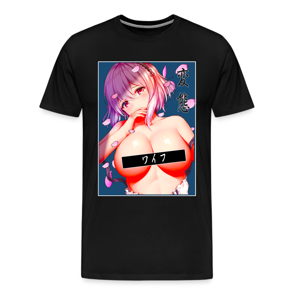 Censored Cherry Waifu - Premium T-Shirt - black