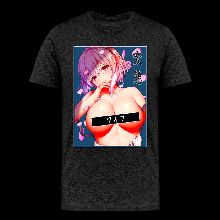 Censored Cherry Waifu - Premium T-Shirt - charcoal grey